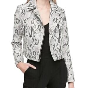 NEW Express Snakeskin  Print Vegan Leather Cropped  Jacket Size Large